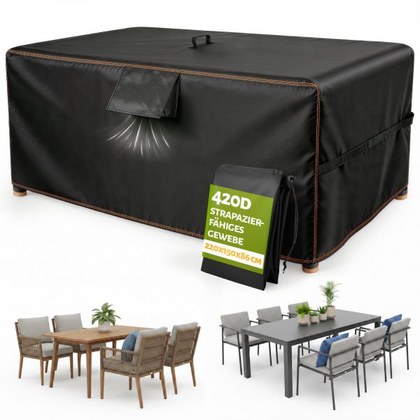 Menz Gartenmöbel Abdeckung 220x150x86cm, Abdeckplane Gartenmöbel