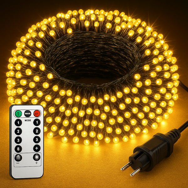 LED Lichterkette Außen 22m 220 LED Warmweiß mit Fernbedienung, 8 Modi Dimmbar Timer,