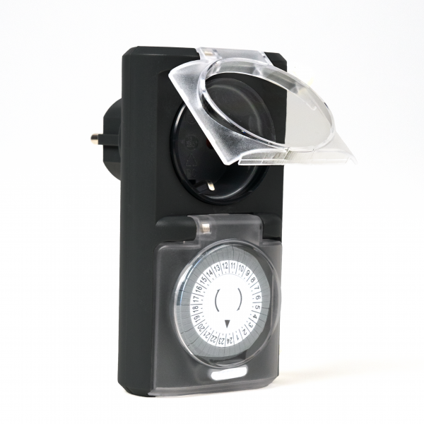 Zeitschaltuhr Aussenbereich, 1 Stück, Schwarz IP44 Wasserabweisendes analog außen