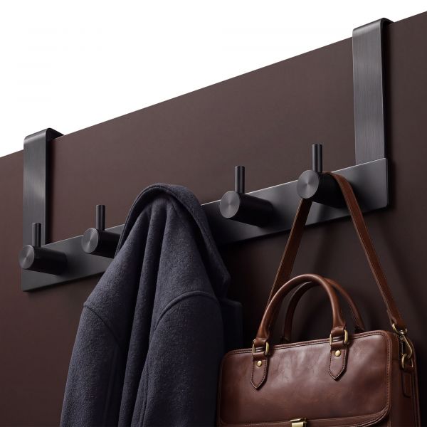 Menz Türgarderobe zum Einhängen - Schwarz Tür-Garderobe mit Türhaken in klassischer Ausführung